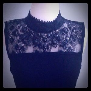 Stunning Black Jewel and Lace Top